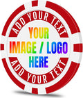 50 Custom Poker Chips, Personalized with Your own Logo, Photo or Text - 11.5g Casino Chips for Poker Gram, Tournaments, Business Card, Token