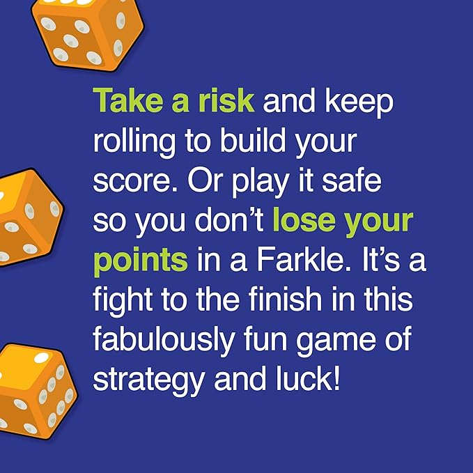 Farkle Classic Dice Games – Kids, Family Games, Travel Game, Adult Games, Board Game, Dice Cup, Dice Set, Farkle Score Sheets Included, Ages 8+