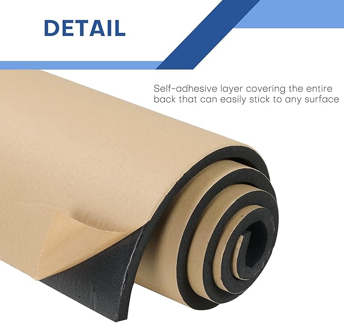 MYFULLY Sponge Neoprene Roll with Adhesive, Waterproof Foam Rubber Sheet Cut to Multiple Dimensions and Lengths for Shock Pad, Gaskets, DIY, Crafts (1/2" Thick x12 Wide x 54" Long)