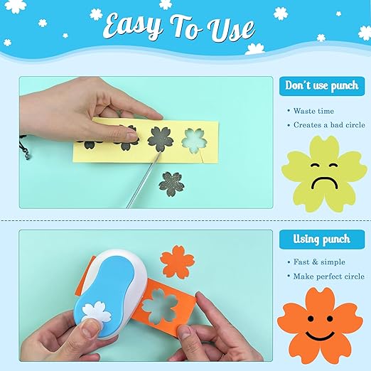 Flower Hole Punch for Craft Size Out 1-Inch, Cherry Blossoms Paper Punch Shapes, Craft Lever Handmade Paper, Tool Flower for Scrapbook, Festival Cards, DIY Arts