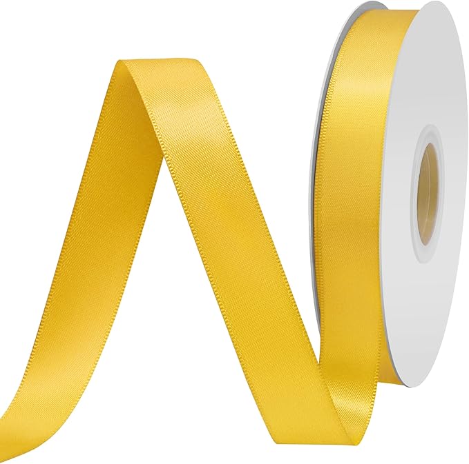 Maize Satin Ribbon 3/4" X 50 Yards Solid Color Double Faced Ribbons Perfect for Crafts Wedding Decor Bow Making Arts Sewing and More