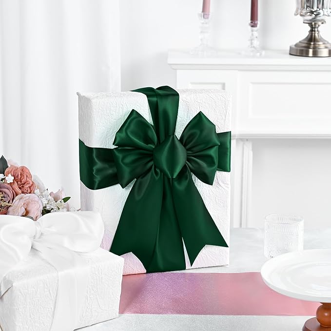 Spruce Satin Ribbon 3 Inch X 15 Yards Solid Color Double Faced Ribbons Perfect for Crafts Wedding Decor Bow Making Arts Sewing and More