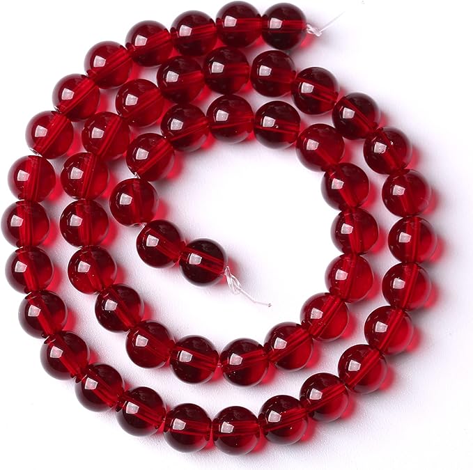Smooth Garnet Red Glass Crystal Round Loose BeadsFor Jewelry Making DIY Bracelet Necklace Accessories 4mm 91pcs 15" Strand(Garnet Red Glass, 4mm)