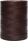 Waxed Thread,852Yards 150D 0.8mm Flat Polyester Wax Thread for Hand Sewing Leather Craft DIY Projects Shoes Repair Book Binding(Deep Brown)