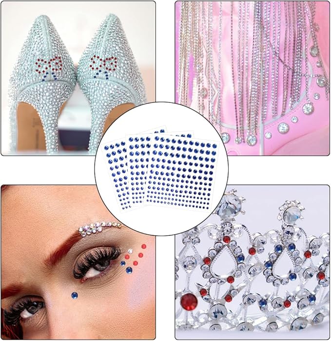 5 Sheets Self Adhesive Pearl Stickers, Flat Back Pearls Sticker, 4 Size Self Adhesive Rhinestone Gem Stickers for DIY Crafts Craft Card Decorations Nail Art Beauty Makeup (Blue)