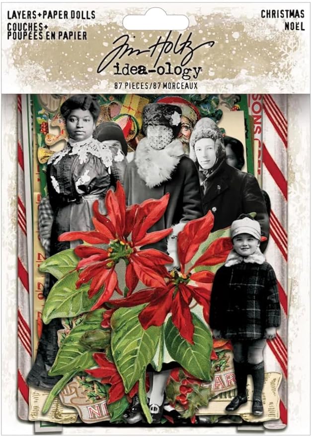 Tim Holtz Idea-Ology Christmas Winter 2025 Layers/Paper Dolls, Ephemera, Chipboard Baseboards, Bundle of 3 Packages, 244 Pieces