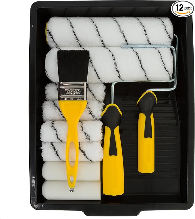 CORAL Easy Coater Decorating Paint Roller Tray & Frame Set, 12 Piece Pack, Roller Brush, 10501