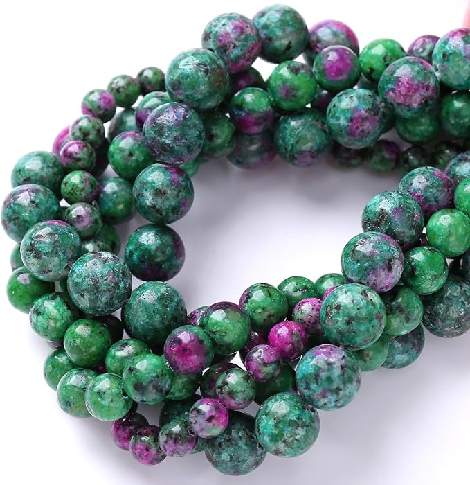 60pcs 6mm Natural Epidote Zoisite Stone Beads for Jewelry Making DIY Bracelet Necklace Accessories 15" Energy Healing Power Stone Beads