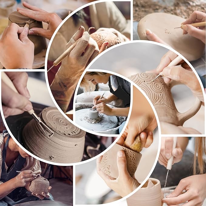 Yagugu Pottery Clay Tools for Adults Sculpting, 45Pcs Basic Wood Ceramics Carving Polymer Clay Tool Supplies kit Supplies for Kids and Artists Modeling Shaping Building for Art&Craft Gifts