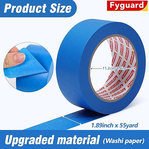 5 Rolls Painters Tape 2 Inch Wide, Blue Painters Tape Bulk 1.89In × 55Yd × 5 Rolls Blue Tape, Multi-Surface Masking Tape for Wall Painting Edge Treatment DIY Crafts, Total 275 Yards