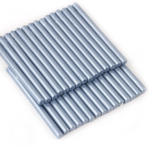 Gray Blue Wax Seal Sticks, 30pcs Sealing Wax Sticks, HOSEALING Glue Gun Wax Seal Sticks for Wax Seal Stamp, Premium Sealing Wax for Wedding Invitations, Letter, Envelope (Mini Size)