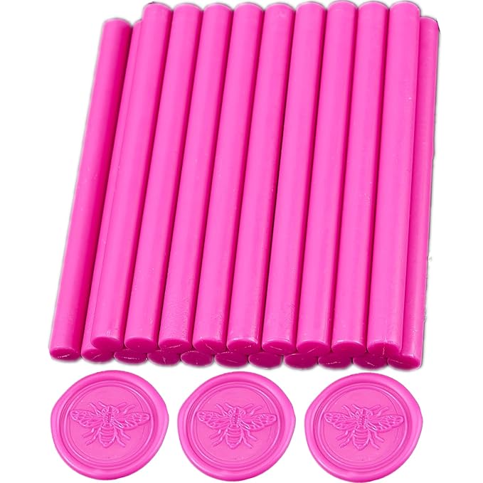 Rose Wax Seal Sticks, ONWINPOR 20pcs Glue Gun Wax Sealing Sticks for Waxseal Stamp, Mini Sealingwaxsticks Suit for 0.28''Glue Gun (Rose Red)