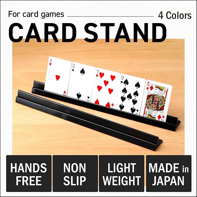 Lightweight Non-Slip Card Holder Stand – Set of 4, 13.4 Inches – Made in Japan for Card Games and TCG, Anti-Skid Base (4 Pack-Black)