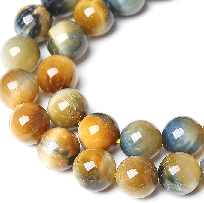 8MM Dream Blue Tiger Eye Stone Beads Natural Gemstone Round Loose Beads for Jewelry Making Bracelet Necklace 90pcs 2 Strands 32"