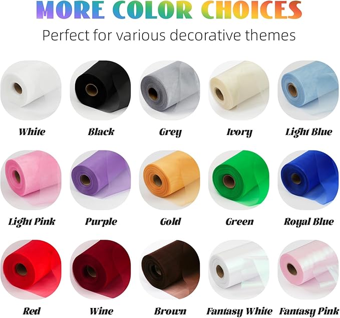 Crystal Organza Fabric Tulle 11 Inch by 50 Yards Sheer Tulle Rolls for DIY Craft Wedding Party Baby Shower Decor Gift Wrapping Party Supplies (Fantasy Pink)