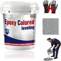 Epoxy Floor Paint, Epoxy Colored Sand Floor Paint, High-Gloss Marble Effect Self-Leveling Coating, Waterproof, Non-Slip, Ultra-Durable for Garage, Basement, Wood Floors (Sesame Gray,4.4 lb)