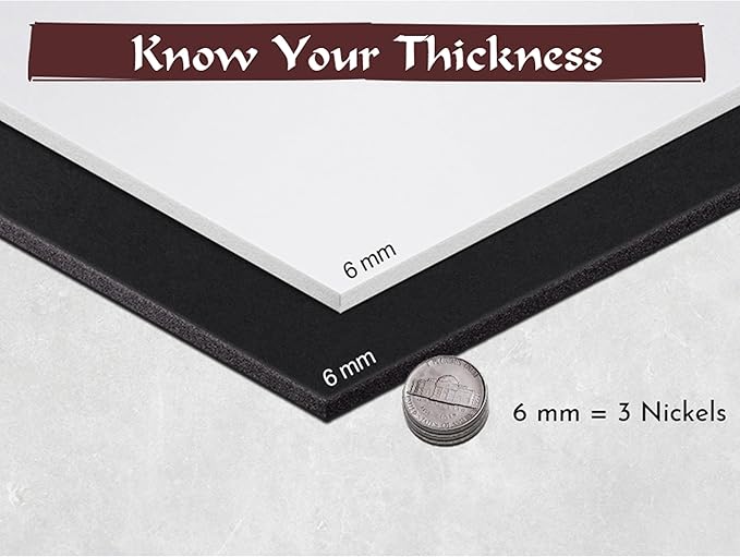 Shape Retention EVA Cosplay Foam 6mm (1mm-10mm) 14x39 inch Black or White High Density EVA Foam Sheets. Premium 85 kg/m3 Heat Shape Material for DIY Convention or Halloween Costumes by The Foamory