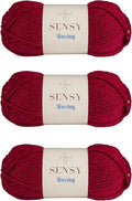 3 Skeins of Sensy Roving Yarn, 3.5 oz, 132 Yards, Gauge 5 Bulky (Burgundy)