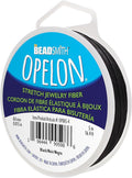 The Beadsmith Opelon Stretch Cord – Elastic Beading Fiber, Black, 0.4 mm Diameter, 5 Meters (16.4 ft) Spool