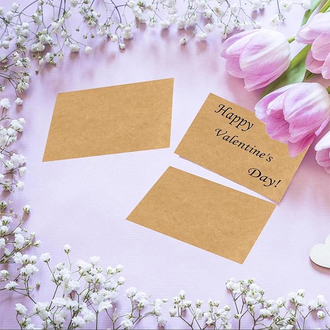 200 Pack 2x3.5 Kraft Blank Cardstock Paper - Small Plain White Cards for Printer, Create Business Cards, Thank You Packaging Insert, Gift Favor Tag, Paper Craft, Stamp, Write, Draw, DIY Card Making