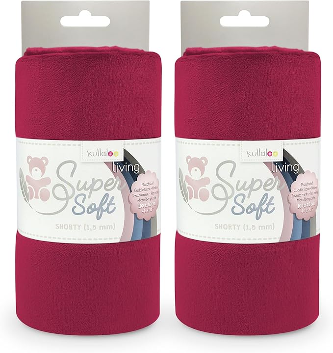 kullaloo Plush Fabric | Solid Burgundy Minky Fabric for Sewing (Pack of 2) | Super Soft Cuddle Material | 39.5x29.5 | Plushies, Baby Blankets, Pillows, Dog Beds, Cat Beds, Baby Accessories, Apparel