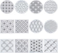 FREEBLOSS Sashiko Stencils - Geometric Embroidery Patterns for Drawing and Hand Quilting - 14x14cm