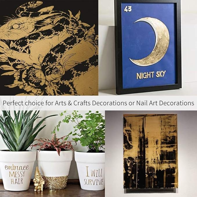 KINNO 12 Colors Imitation Gold Leaf Sheets Multi-Color Gold Leaf Paper - 600 Pieces for Arts Decoration, DIY Crafts, Furniture, Nails, Paintings 3.15 by 3.35 Inches