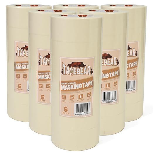 TAPEBEAR General Purpose Masking Tape 2 Inch x 60 Yards, Beige White Painters Tape for Painting, Labeling, DIY Arts Crafts, Home Office School Projects, 36 Rolls