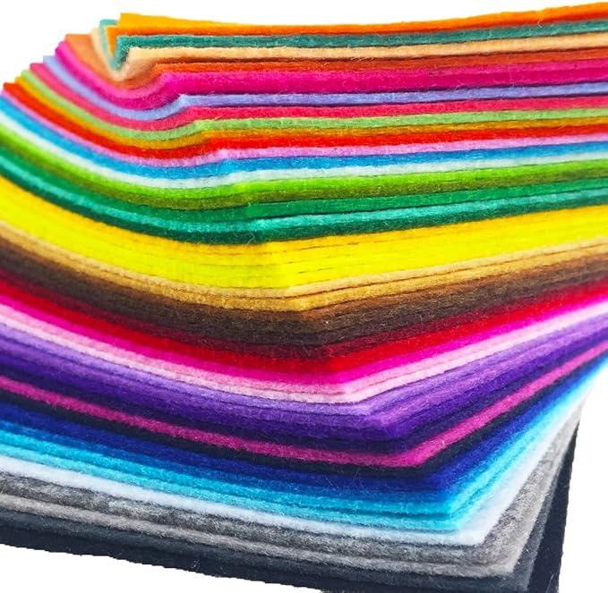 flic-flac 48PCS 12 x 12 inches (30 x 30cm) Assorted Color Felt Fabric Sheets Patchwork Sewing DIY Craft 1mm Thick … (30cm * 30cm, 48pcs)