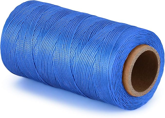 Flexzion Waxed Thread - 284 Yards (260 Meters) 0.8mm 150D Polyester Wax Thread for Leather Sewing, Bookbinding, Stitching, Repairing, Beading, & DIY Projects (Dark Blue)