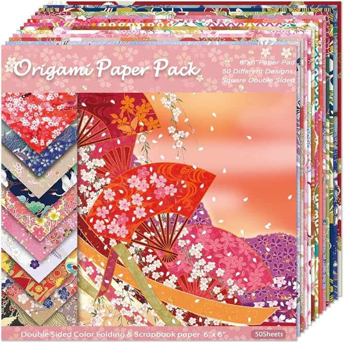 Origami Paper Kit Dobule Sided 100 Sheets 100 Colors 6 Inch Japanese Chiyo Square Easy Fold Arts Crafts DIY Handwork Origami Papers Beginner Sakuras Baroque
