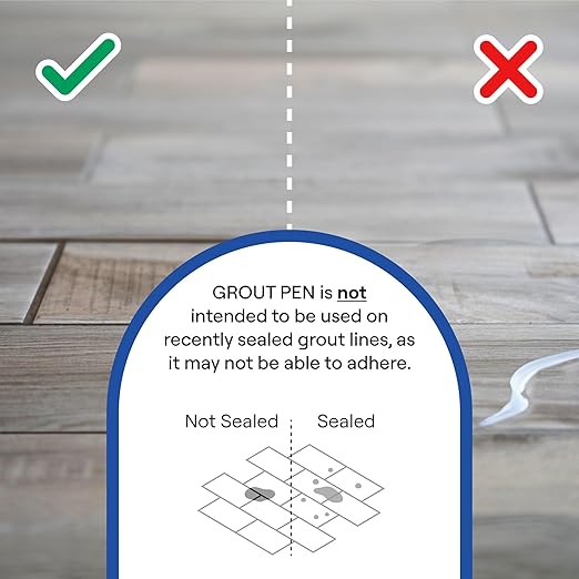 Grout Pen Beige Tile Paint Marker: Waterproof Grout Paint, Tile Grout Colorant and Sealer Pen - Narrow 5mm, 2 Pack with Extra Tips (7mL) - Beige