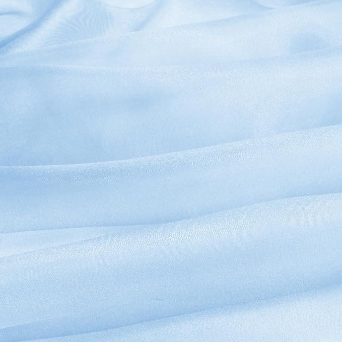 VACVELT Sheer Organza Fabric by The Yard, 60 Inch Wide Light Blue Organza Fabric Bolt Bridal Sheer Tulle Fabric, Silk Organza Fabric Roll for Wedding Party Decorations Backdrop Curtain (1 Yard)