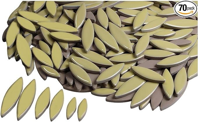 VerzTile Mosaic Tiles for Crafts - Petal Shaped Ceramic Tile Craft Hobbies & Art Projects 39 Color Options Endless Creativity DIY Design (Pale Yellow)