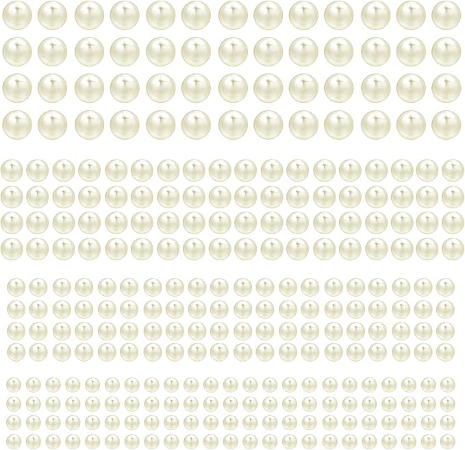 2800 Pieces Self Adhesive Pearl Stickers, Decorative Pearl Gems White Flat Back Half Round Pearls Sticker 4 Size for Hair Face Makeup Eye Nail Crafts(4 Sheets,3/4/5/6mm)