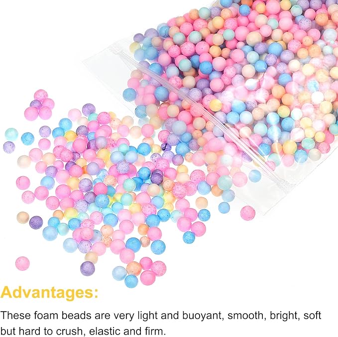 MECCANIXITY Foam Beads Foam Balls 7-9mm for Wedding and Party Decorations, Tiny Packing Balls, Arts DIY Crafts Supplies (Assorted Color,1 Pack Approx 3000pcs)