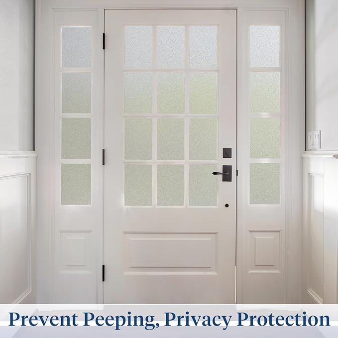 Haton Window Privacy Film Frosted Glass for Bathroom, Static Cling UV Sun Blocking Window Clings, Opaque Decorative Coverings Removable Sticker Heat Control Tint for Home Door, Pure 35.4" x 78.7"