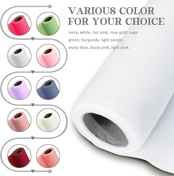 Horbaunal White Chiffon Fabric by The Yard, 5 Yard Continuous Sheer Fabric 59" Wide Soft Draping Fabric for Wedding Arch Draping Party Backdrop DIY Sewing