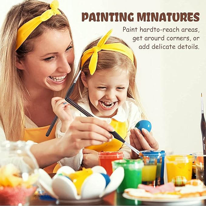 Miniature Paint Brushes, Fuumuui 11pcs Micro Detail Paint Brushes for Model, Paint by Numbers - Fine Detail Paint Brush Set for Acrylic, Watercolor, Oil
