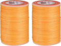 uxcell Round Leather Sewing Waxed Thread, 55m / 60 Yards Polyester Wax String, 0.80mm Wax Stitching Cord for Leather Crafts, Bookbinding, Bracelets Braided, Citrus, 2pcs