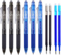 ParKoo Retractable Erasable Gel Pens Clicker Fine Point 0.7 mm, Make Mistakes Disappear, 3 Black/3 Blue Ink Pens with 4 Bonus Refills for Drawing Writing Journaling and Crossword Puzzles