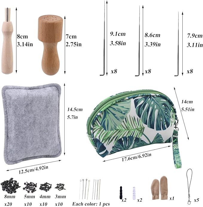 IMZAY Needle Felting Kit, Needle Felting Starter Kit with Exquisite Green Storage Bag, Wool Roving 18 Colors Set, Needle Felting Tools Kit, Wool Felt Tools for Felted Animal Needle Felting Supplies