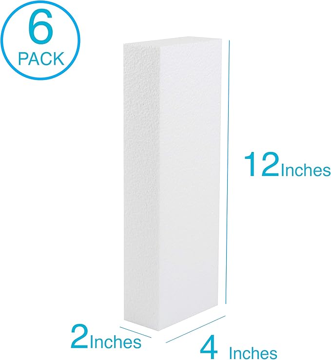 Silverlake 4x12x2 Craft Foam for Styrofoam Block Projects (6-Pack)