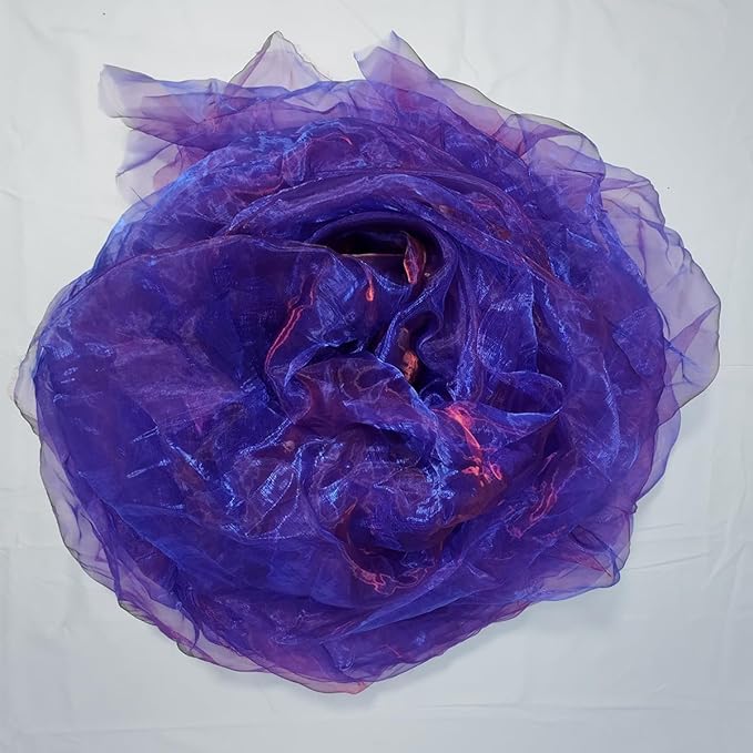 Two-Tone Iridescent Holographic Organza Fabric - 5.5 Yards | Lightweight Sheer Gauze Voile Tulle | for Dresses, Party Decor, DIY Crafts, Shiny Backdrops(Sapphire red)