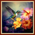 Foxdiviy Stamped Cross Stitch Kits Full Range of Embroidery Needlework Starter Kits for Beginners Adults 11CT Embroidery Patterns Art Crafts DIY Needlepoint Kits-Flower Hummingbird 18x18 inch