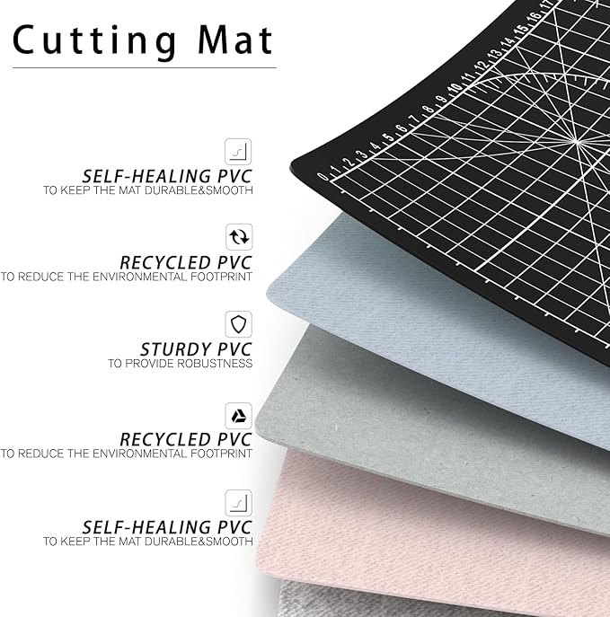 DIYSELF Cutting Mat 9in12in, Self Healing A4 for Crafts, Sewing, Fabric, Double Sided, Desktop, Rotating for Quilting