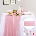 2 Packs 10ft Dusty Rose Chiffon Table Runner 30 x 120 Inches Sheer Romantic Table Runner for Boho Wedding Birthday Party Bridal Baby Shower Decoration