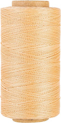 Thin Wax Polyester Thread, 0.45mm, 547 Yards, 3 Ply Round Waxed Cord Strings for Sewing, Beading, Binding, Micro Braiding, Fine Leather Craft and Micro Macrame Jewelry - Beige