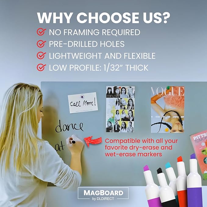 Diamond Life Magnetic Board - Memo & Vision Board for Home, Office, and Classroom - Magnet Board for Kids - Pre-drilled Mounting Screws Included (Black 24"x48")