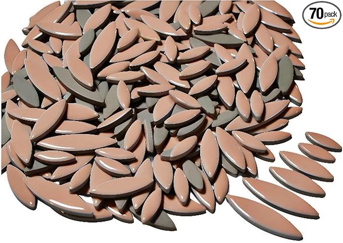VerzTile Mosaic Tiles for Crafts - Petal Shaped Ceramic Tile Craft Hobbies & Art Projects 39 Color Options Endless Creativity DIY Design (Light Pink)